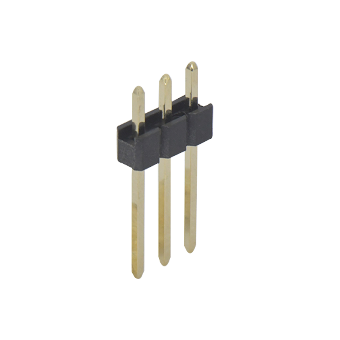Pitch 2.54mm 180° 单排 DIP 单塑排针 PA:7.5 PC:3.0 L=13.0 03Pin 黑色 PA9T，94V-0 镀全金G/F